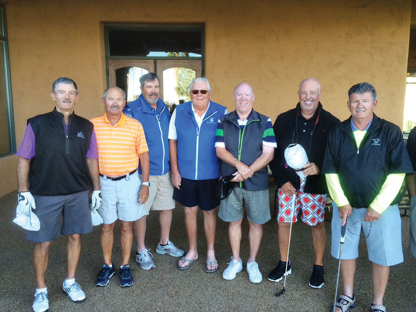 Member-Member winners flights one through four, left to right: Randy Plymell, Dan Anderson, Robert Richards, George Clark, John Krasnan, Marc Goldberg and Norm Munger; not pictured, Nick Castiglione