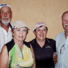 Men/Ladies Mixer Palms First Place, left to right: Bill Schroeder, Betty Thompson, Pat Kaer, Rich Schmidt