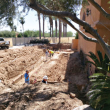 Pouring the footing for the expansion of the back stage area