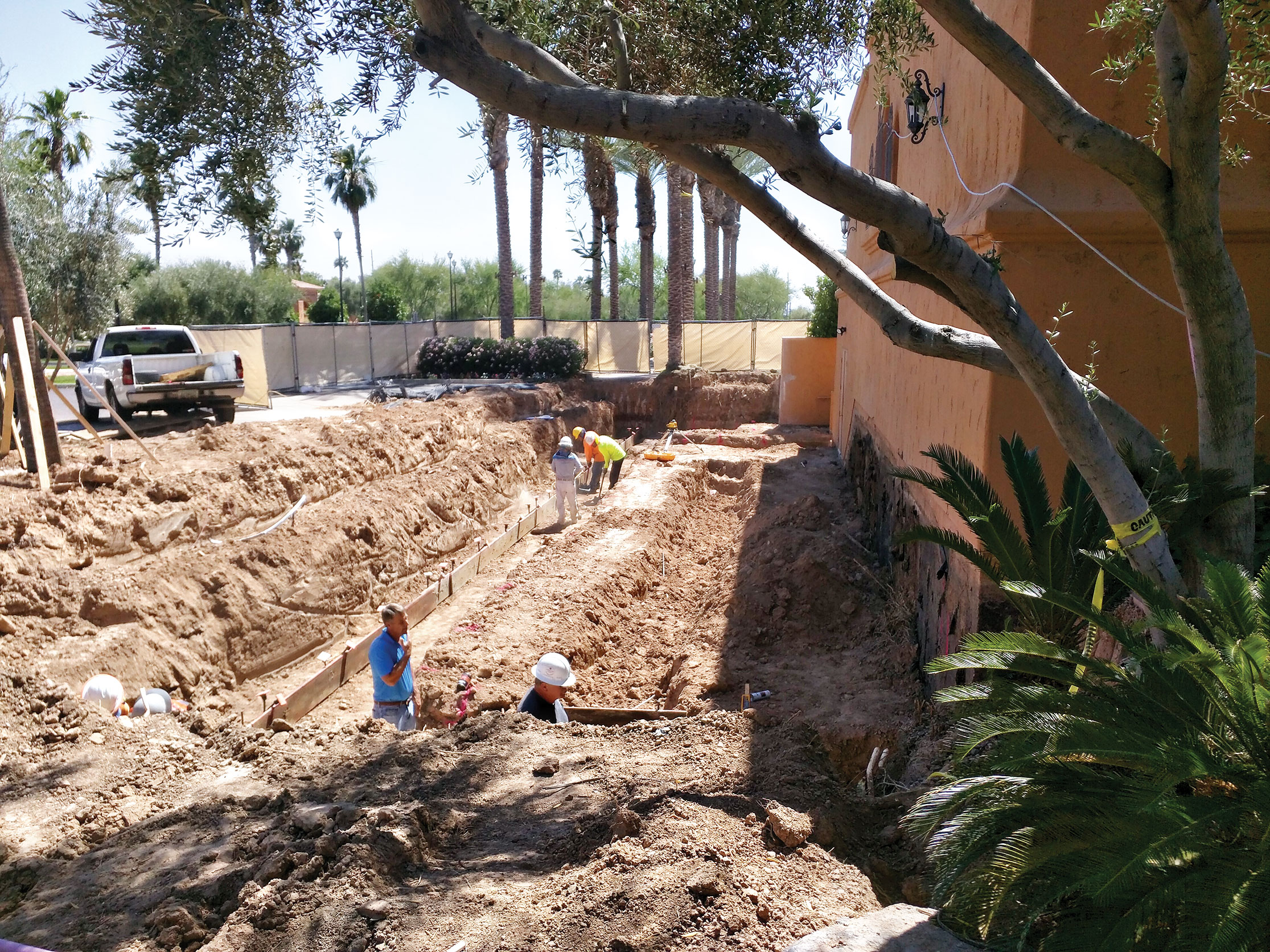 Pouring the footing for the expansion of the back stage area
