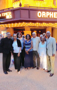 Left to right: Garnett Hampton, Judty Hampton, Clarisa Harper, Sylvia Warden, George Warden, Babs Lewis and Jervis Lewis