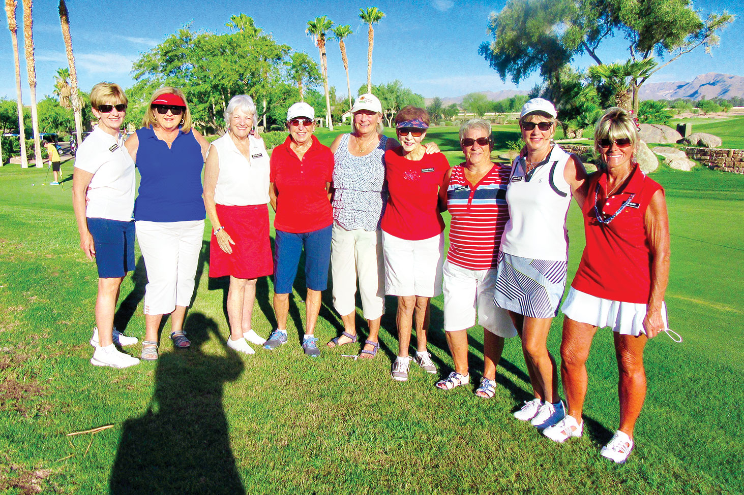 Left to right: Pat Engelmann, Kathy Mitchell, Jinny Pearson, Pat Howard, Lynn Bishop-Pidcock, Rosemary Holmes, Kay Little, Debbie Barbe and Pam Smith