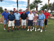 All Winners – PCM9GA June 30 – Red, White and Blue Tournament, row one, left to right: Rene Lefebre, Ross Purpura, Ken Johnson, Ray Dombrowski, Walter Hohlstein, Jed Weisman; row two: Steve Shaver, Troy Booth, Mike Hession, Randy Prinz, Greg McKenzie, Frank Pierce; not in photo, Bob Caldwell