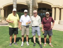 July 28 CHA-CHA-CHA Tournament Winning Foursome, left to right: Don Drummond, Don Burrows, Bjorne Kaer, Joey Romero