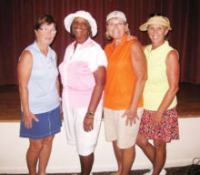 First Flight, tied for First place: Char Held, Carolyn Suttles, Chanca Morrell, Patty Brown