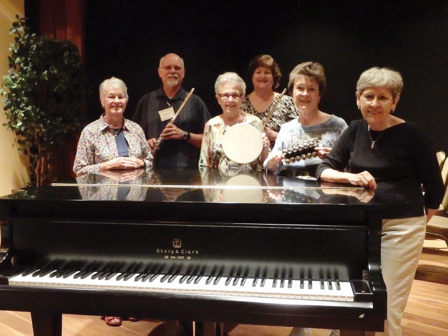 Instrumentalists for PebbleCreek Singers holiday concert, Celebrate the Joy, left to right: Bev Griggs, Jerry Drake, Mary Gangl, Chris Barlow, Nancy Gustafson and Norleen Shelton