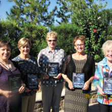 Exceptional Service Awards to Kare Bear volunteers were given to (left to right) Norma Klinger, Mary Lou Frisbie, Mary Cassil, Tisha Johnson and Joey Arnold.