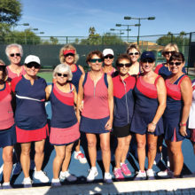 Left to right, front row: Judy Gaines-Horowitz, Norma Whitley, Kathleen Tyryfter, Jan Frens, Jean Bee, Sally Ward, Vicki Shaner, Sue Corsentino; back row: Karen Ludwig, Susanne Schultz, Donna Armbruster, Barbie Heck, Jo Werner. Missing: Anna Jarvis, Linda Post and Pam Wallace