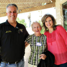 Left to right: Goodyear Chief of Police Jerry Geier, Hostesses Loretta Fuss and Shari Geier at the 20th annual PebbleCreek Home and Garden Tour