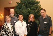 Left to right: Barbara Magnuson, Larry Magnuson, Nicholas Damask, speaker, President Linda Migliore, Treasurer Jonathan Schofield