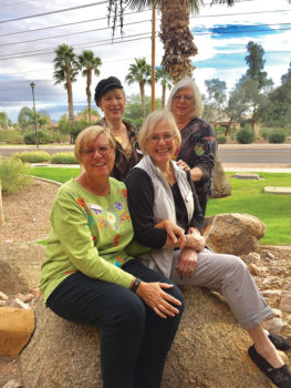 2017/2019 officers for the Rug Hookers of PebbleCreek, left to right, back row: Dee-Dee Patrick, president and June Bennett, vice-president; front row: Vicki Ray, secretary and Sally Holmboe, treasurer