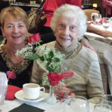 Ada Bundschuh being honored by the GoodTime Gals for a very special December birthday. LuJean Anderson presented Ada with a rose at our Christmas/Holiday Luncheon on December 7, 2016.