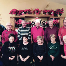 Left to right, seated: Mary Barry, Sharon Johnson, Liz Fergione, Virginia Kitchel, Sue White and Barb Chilton; standing are John Barry, Terry Johnson, Angelo Fergione, Lee Kitchel, Jerry White and Lloyd Chilton