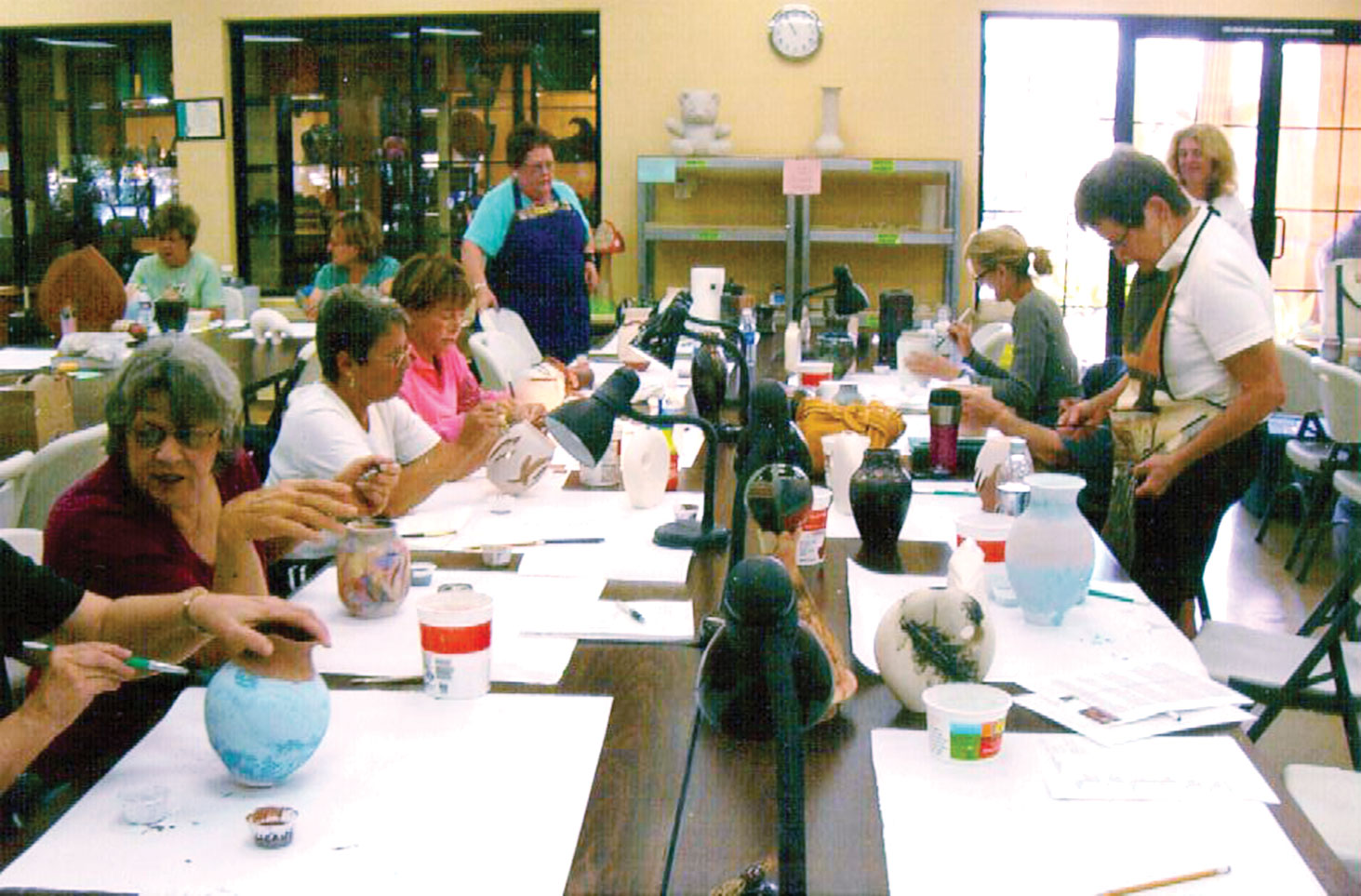Ceramic members use various techniques, paints and glazes.