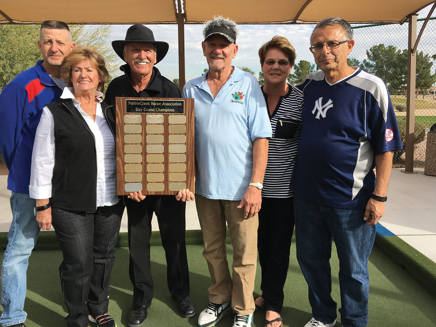Members of the Thunderbirds, Grand Champions of the Fall Season Day Leagues are (left to right): Alex Potapoff, Ardys Smith, Team Captain Lloyd Smith, Team Co-Captain Ron Jacobs, Bev Loding and Richard Squillace.