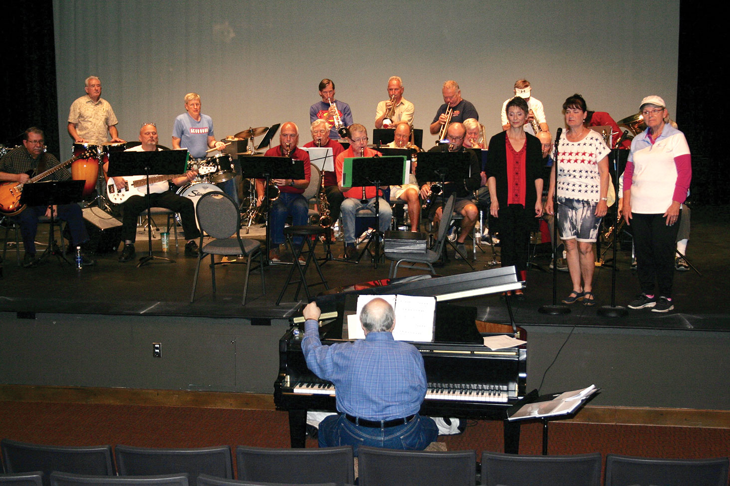 Bruce Birnel conducting the Big Band Orchestra with vocalists Nancy Davis, Pat Ingalls, Chanca Morrell as The Andrews Sisters