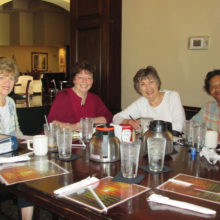 Chapter P Executive Board hard at work planning a chapter meeting. Right to left are Cathi Hollis, vice president; Laurie Overson, secretary; Claudia Clarkson, president and Becky Gardner, treasurer.