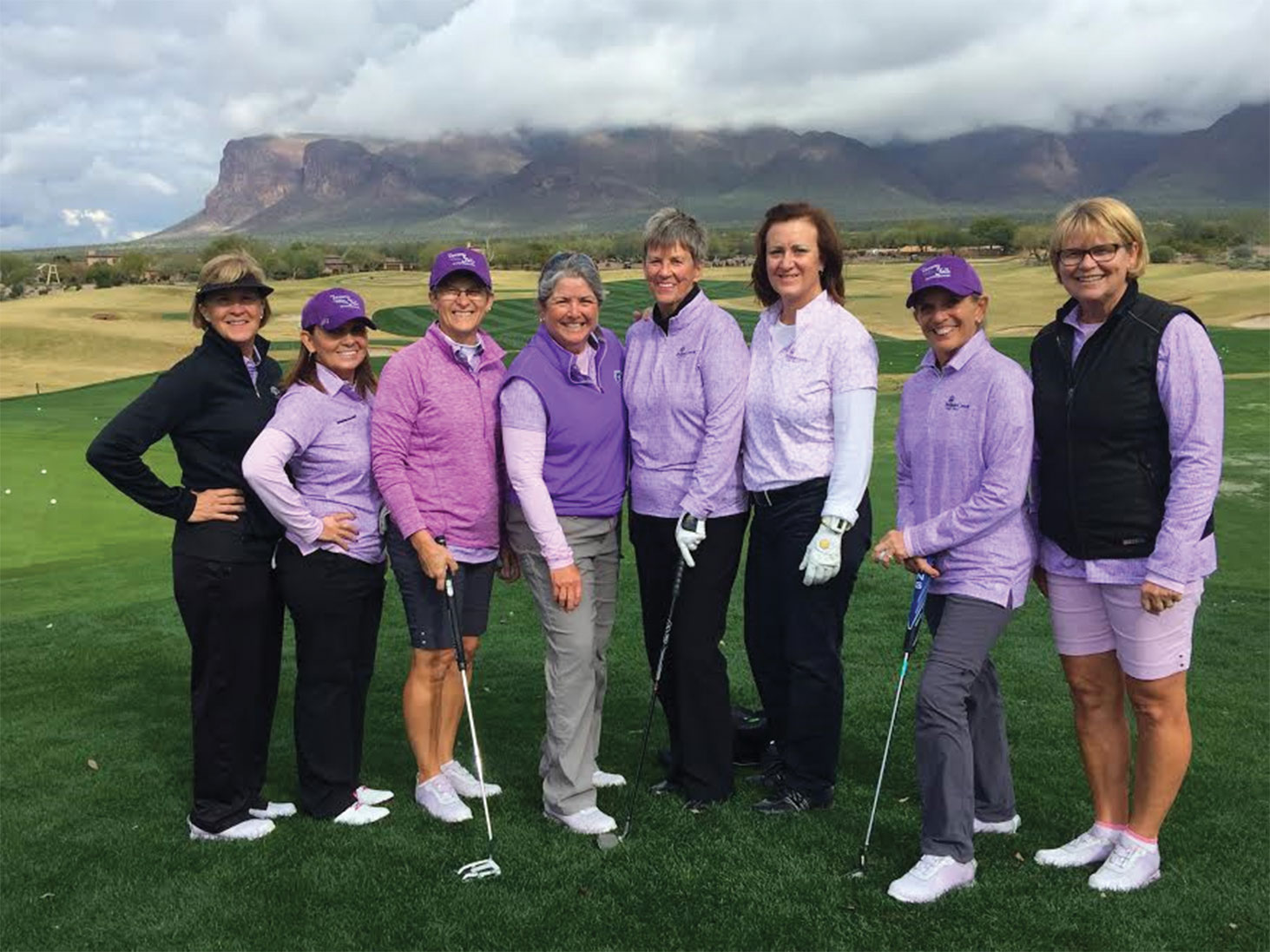 Lost Gold Course at Superstition Mountain, left to right: Mary Harris, Amber Rivera, Sarah Marsh, Ellen Enright, Mary Falso, Monica Lee, Marilyn Reynolds, Kathy Hubert-Wyss