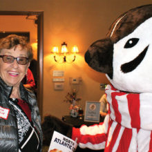 Guests were greeted by the University of Wisconsin mascot Bucky Badger.