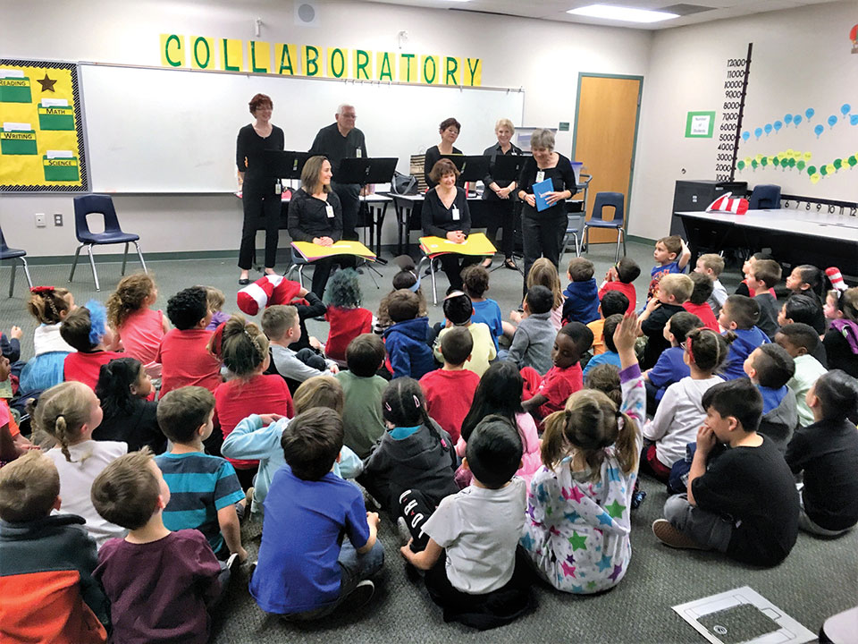 The Roving Readers traveled to three schools in the Dysart School District to perform for kindergarten through second graders.