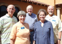 PebbleCreek Singers elects new officers for 2017-2018; left to right: Larry Eidt, immediate past president; Diane Piehl, secretary; Gail Kennedy, Musical Director; Walt Kalback, president; Jerry Drake, vice president; Cliff Mercer, treasurer, was not available for photo