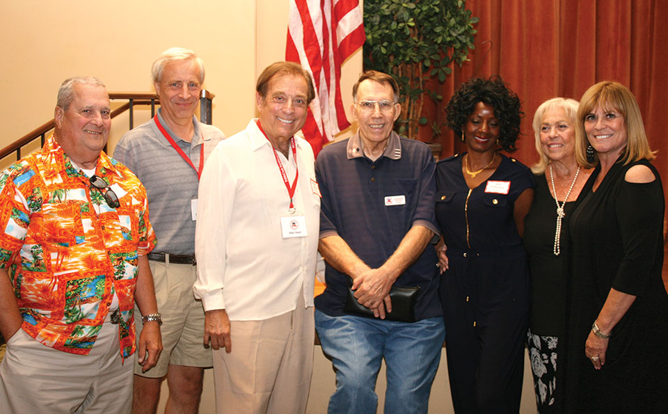 Left to right: Wayne Moore, Paul Rubsam, Mike Siegel, speaker, Jon Schofield, treasurer, Jeri Cabrera, Bari Cavallo, vice president and Linda Migliore, president
