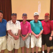 2017 PCMGA MM Blue Flights Blue Flight Winners left to right: Jack Schafer, Butch Schoen, Larry Haiflich, Millard Smith, Mike McMahon and Norm Laurent