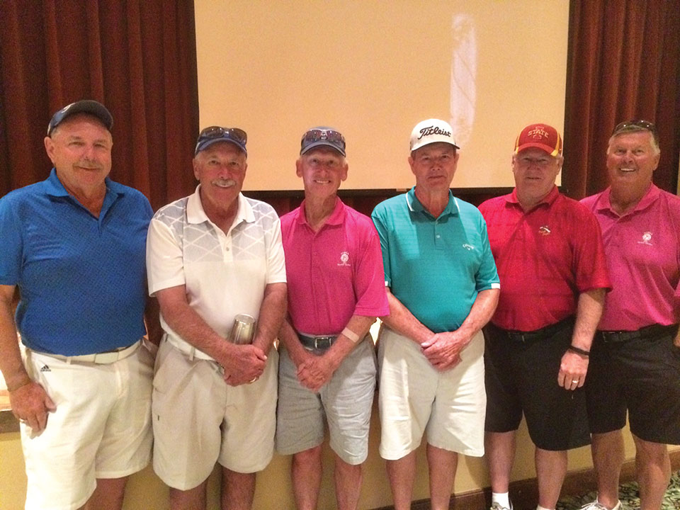 2017 PCMGA MM Blue Flights Blue Flight Winners left to right: Jack Schafer, Butch Schoen, Larry Haiflich, Millard Smith, Mike McMahon and Norm Laurent
