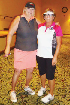 PCL9GA President Lynn Bishop-Pidcock with First Place Low Gross Diane Norgaard