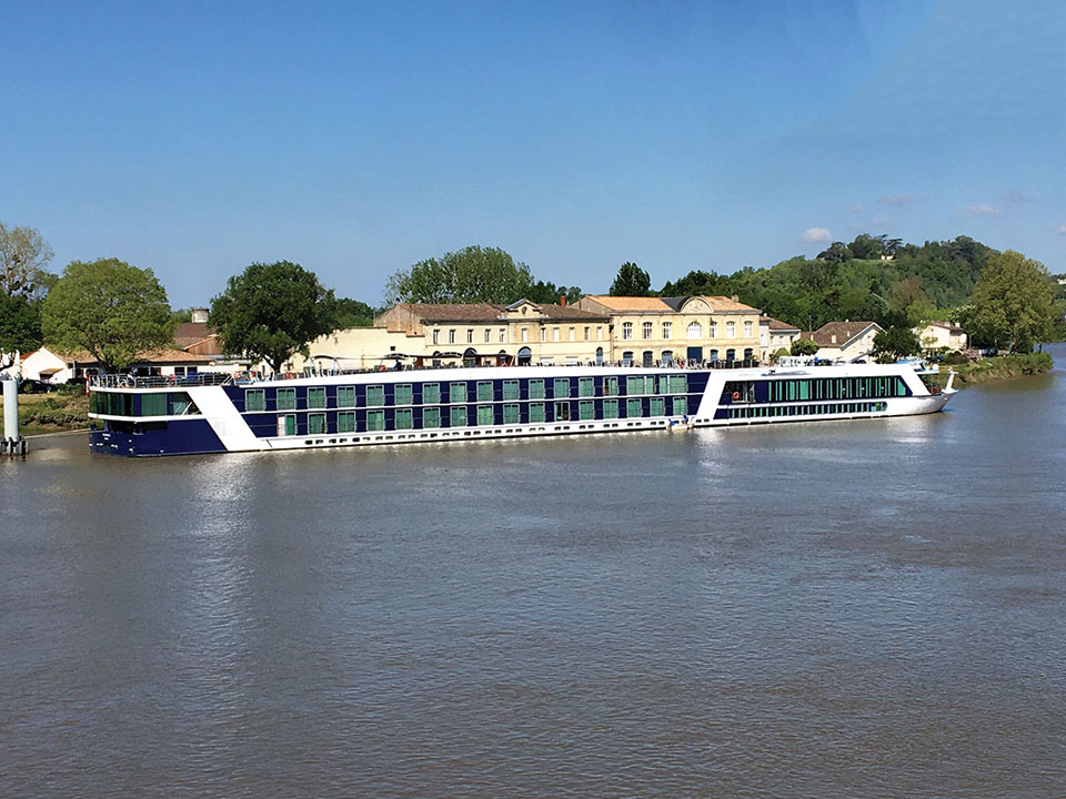 Our ship, the Ama Dolce, on the Dordogne River in the Bordeaux region of France, May 2017.