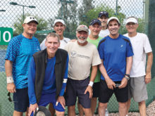 Congratulations go out to our PebbleCreek Hotshots! The PebbleCreek Hot Shots 4.0 men’s senior valley team beat Trilogy eight sets to one for the championship on March 20, 2017. Left to right: Craig Hauger, Dan Schimmelpfennig, Dave Bee, Dave Henry, Dave Kersey, Jim Lewis, Marty Farrell and Randy Planck; not pictured, Richard Margison