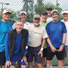 Congratulations go out to our PebbleCreek Hotshots! The PebbleCreek Hot Shots 4.0 men’s senior valley team beat Trilogy eight sets to one for the championship on March 20, 2017. Left to right: Craig Hauger, Dan Schimmelpfennig, Dave Bee, Dave Henry, Dave Kersey, Jim Lewis, Marty Farrell and Randy Planck; not pictured, Richard Margison