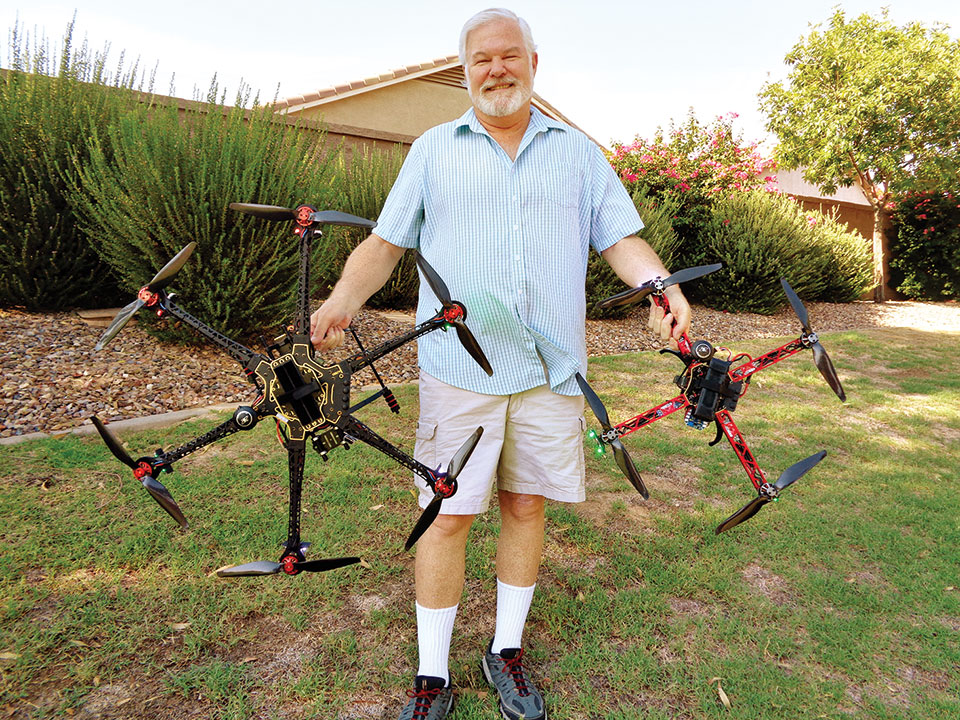 John Mullen designs, builds and services commercial grade quadcoptors (drones).