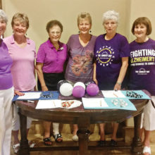 Helpers for the Alzheimer’s fundraising event, left to right: Mary Lou Cralle, Judy Laxineta, JoAnn Enyeart, Jackie Wielgosz, Sue Woodard, Syd Mersereau; Marlene Wickizer and Rosemary Vana not pictured.