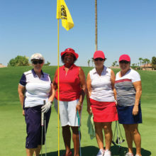 Left to right: Barbara Chilton (low overall net), Carolyn Suttles, Char Held, Ellen Stergulz (low net flight two)