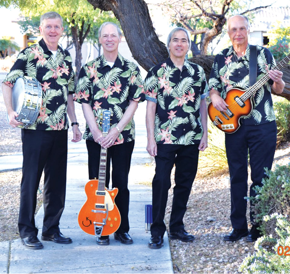 PebbleRock Band will play for Colorado’s State Party planned for March 19 next year. Tickets go on sale in January. The classic rock band members are PebbleCreek residents (left to right) Howard Brodbeck, Robert Hover, Gene Fioretti and Steve Jensen.