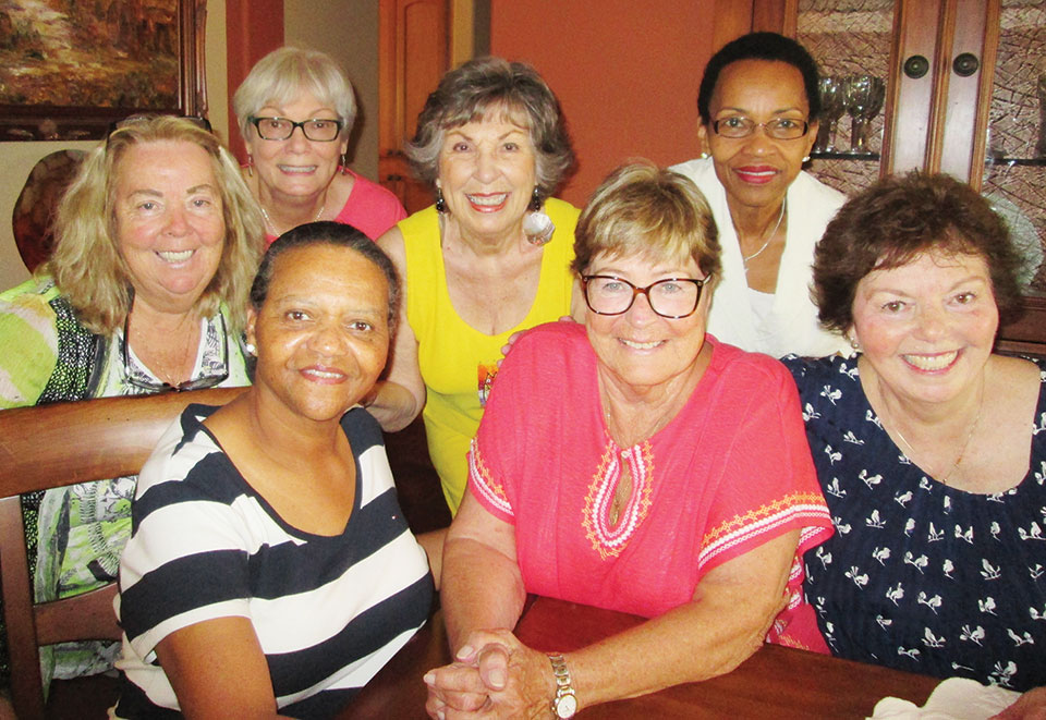Members enjoyed a summer get-together at the home of T.T.T. Chapter P President Claudia Clarkson.