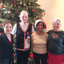 Susie Moy, Diana Berty, Millie Callahan and Shirley Jacobs at the Christmas 2016 Country Christmas Music line dance sessions