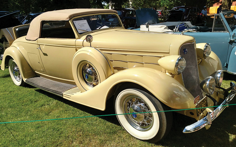 A beautiful 1933 Lincoln LeBaron Roadster, one of many seen at the 45th annual Concours d’ Elegance in Forest Grove, Oregon. This show is a highlight of the summer held on the third Sunday of July. Several PebbleCreek Car Club members have had an opportunity to enjoy this show held on the campus of Pacific University.
