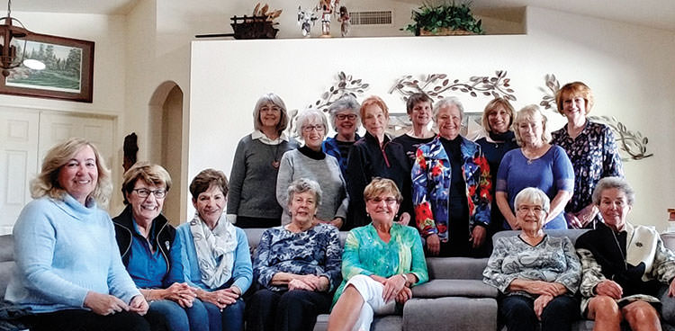 Members of the Diamonds in the Rough golf group gathered for their annual luncheon. From left to right, bottom row: Judy Layton, Sue White, Di Kundert, Nancy Graham, Chris Duprey, Pat DeMatties and Carol Langhardt; top row: Bonnie Stuto, Barb Chilton, Deanna Mendiola, Marilyn Holland, Sue Honson, Sharon Dawe, Maria Murray, Kathy Carney and Diana Wolf.