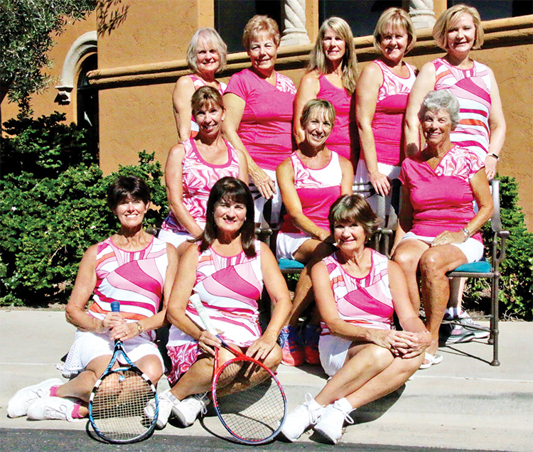 PebbleCreek Passion team members Front row (from left): Lynne Carlyle, Pat Ingalls (captain), Diane Bostock; Middle row: Joan Patchin, Debbie Welsh, Pat Owens; Top row: Sara Foster, Jill Santy, Vikki Constable, Lorinne Banister, Pam DeRouin; Not pictured: Roxie Forrest, Mary Green, Cindy Henry, Wendy Langhals, Marty McAllister and Cooky O’Brien.