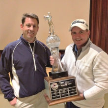 Jason Whitehill (left) presents trophy to 2019 Club Champion Jeff Canfield.