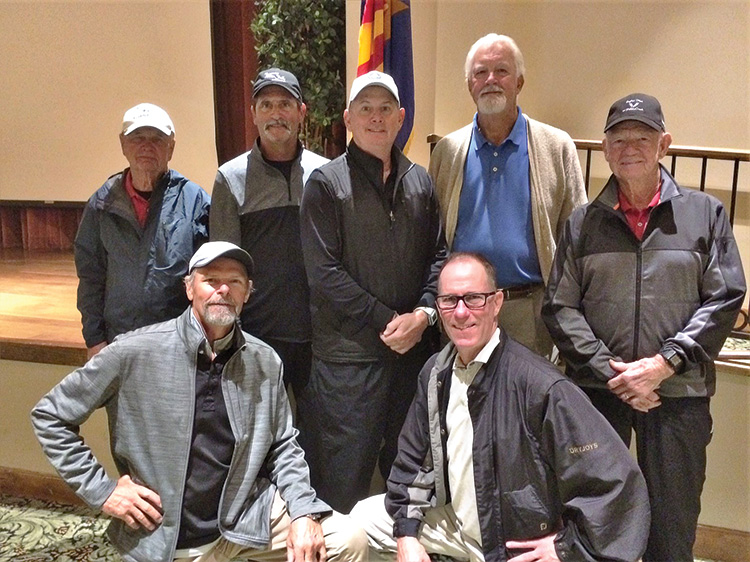 Flight Net Winners (left to right) Back row: Albert Williams, Scot Becraft, Bob Parise (2nd), Doug McFarland and Ray Measles; Front row: Brian Maine and Dave Willison.
