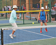 Sheri Sears and Darlene Walker showed patience in covering the middle of the court; Photo by Dannie Cortez.