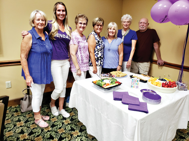 Left to right: Pat Smith, Tiffany Peek (Desert Southwest Chapter of the Alzheimer’s), Georgia Jacka, Judy Brown, Kathy Bergman, Sue Woodard and Larry Monroe. Not pictured: Kate Tracy. All our directors at our club.