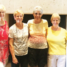 Members of the PebbleCreek Stingers Tennis Team enjoy a summer lunch at the Eagle’s Nest Clubhouse dining room. From left to right: Myrna Speckhard, Rena Chouinard, Dottie Kiley (captain), Karen Lodico (co-captain), Bert Miller, Jean Bee, and Jo Terry.