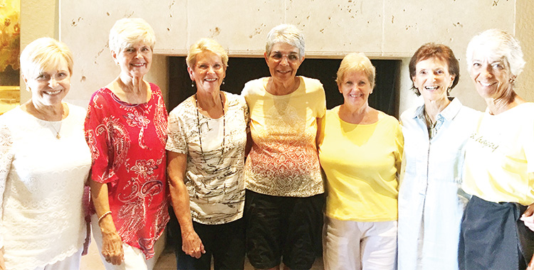 Members of the PebbleCreek Stingers Tennis Team enjoy a summer lunch at the Eagle’s Nest Clubhouse dining room. From left to right: Myrna Speckhard, Rena Chouinard, Dottie Kiley (captain), Karen Lodico (co-captain), Bert Miller, Jean Bee, and Jo Terry.
