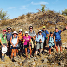 Participating hikers (left to right): Lynn Warren (photographer), Wayne Wills (hike leader), Eileen Lords-Mosse, Dave Schuldt, Linda Vaughn, Wayne McKinney, Pete williams, Ed Bobigian, Marilyn Reynolds, and Clare Bangs.