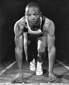 Aquine “Ackie” Jackson competing in track at the University of Wisconsin.