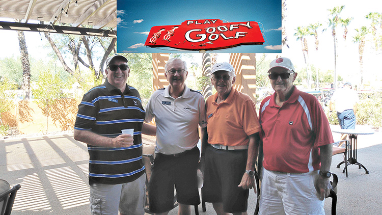 PCM9GA Goofy Golf winning team: John Craven, Russ Georgesen, Jack Tulaba, and Joe Emery.